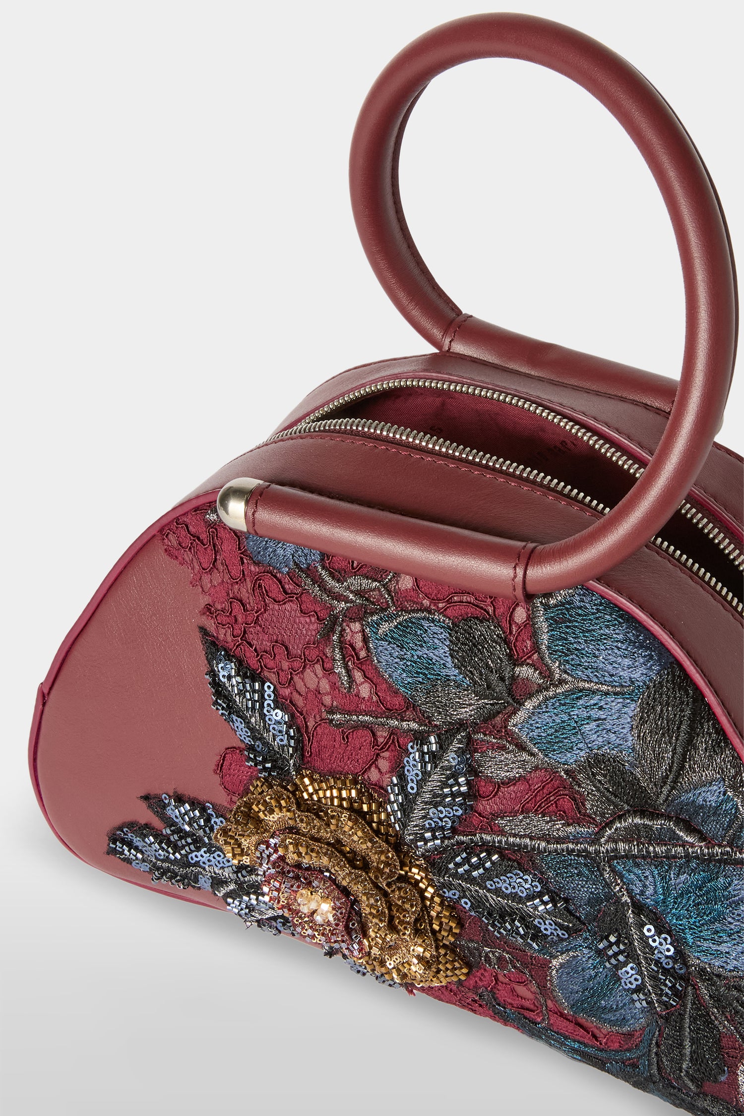Caragol Bag Bordeaux con Ricamo Floreale