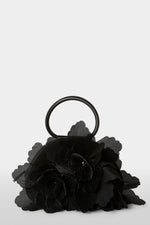 Black Caragol Bag with Plissé Bouquet
