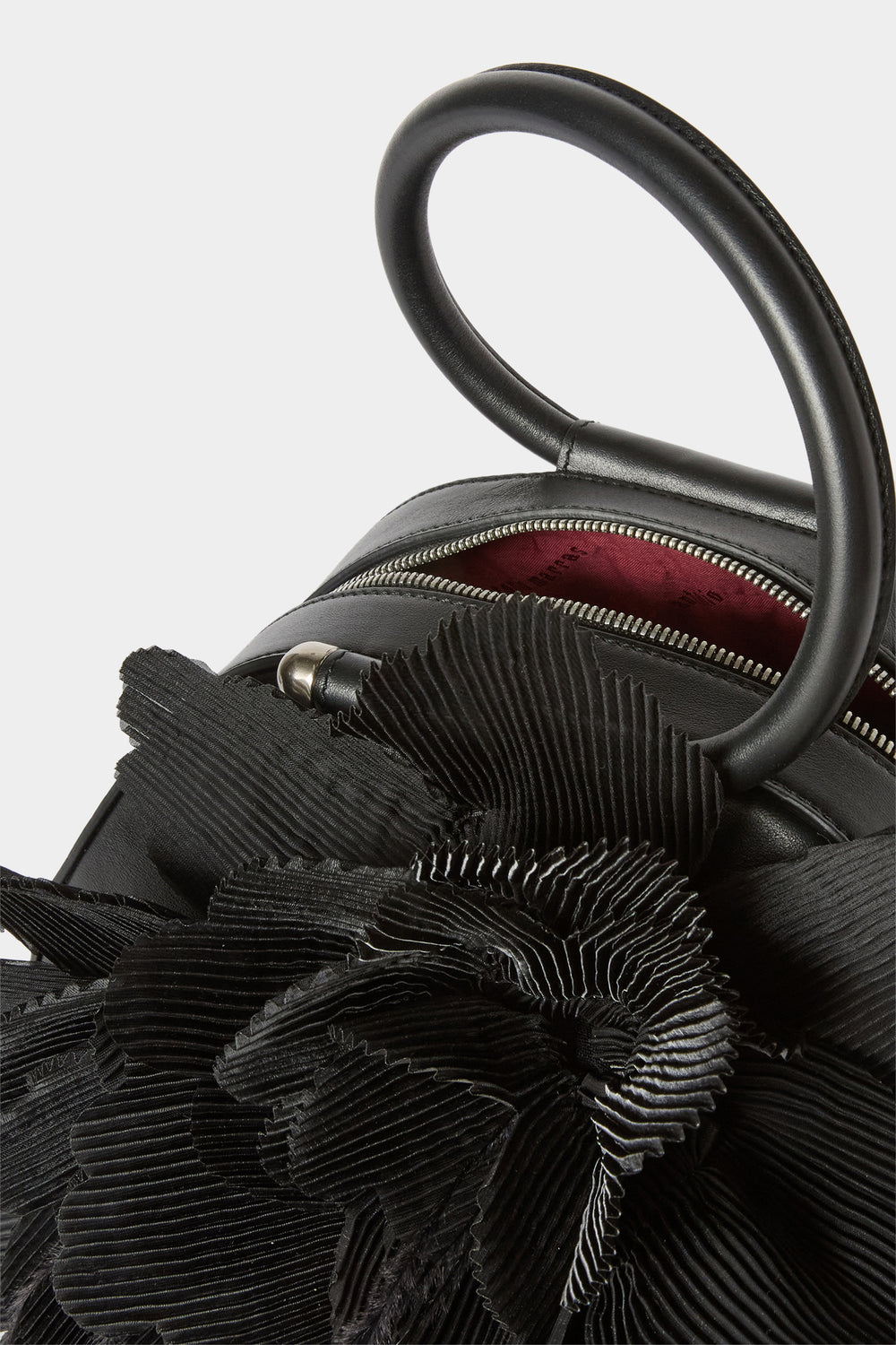 Black Caragol Bag with Plissé Bouquet