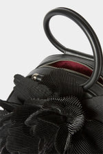 Black Caragol Bag with Plissé Bouquet