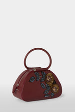 Burgundy Caragol Bag with Floral Sequin Embroidery