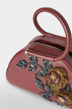 Burgundy Caragol Bag with Floral Sequin Embroidery