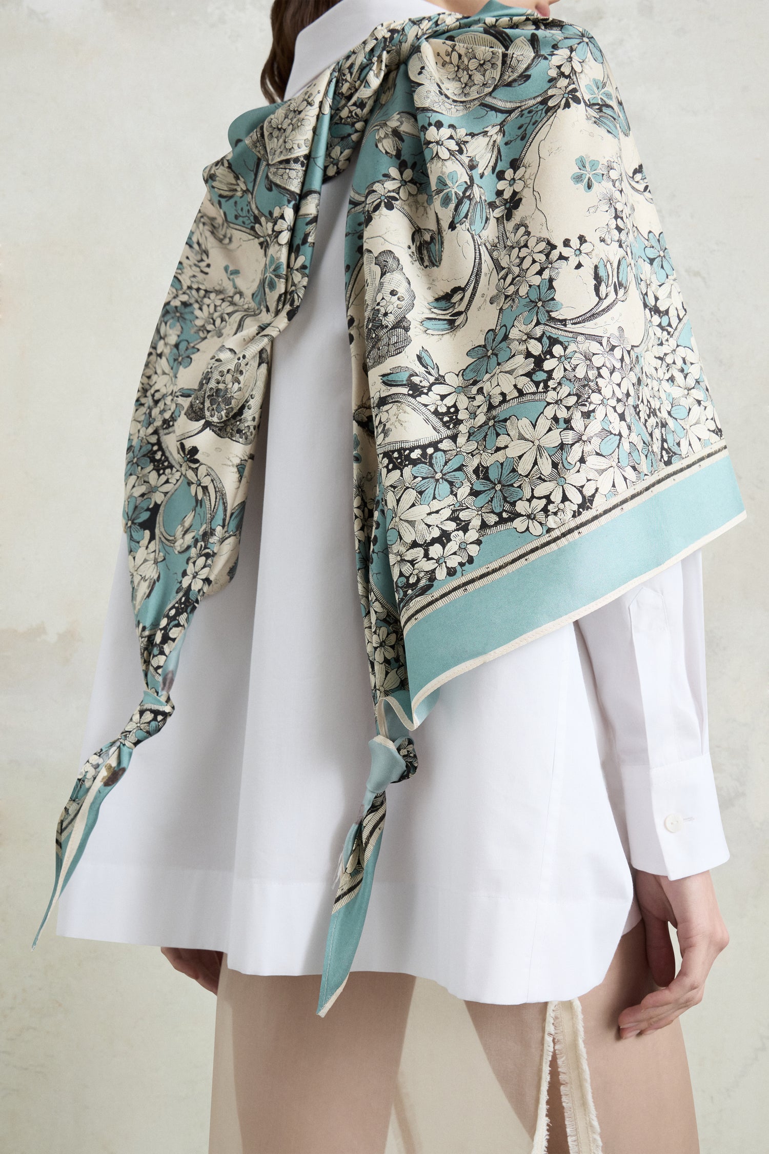 Floral Silk Jabot Robespierre Shirt