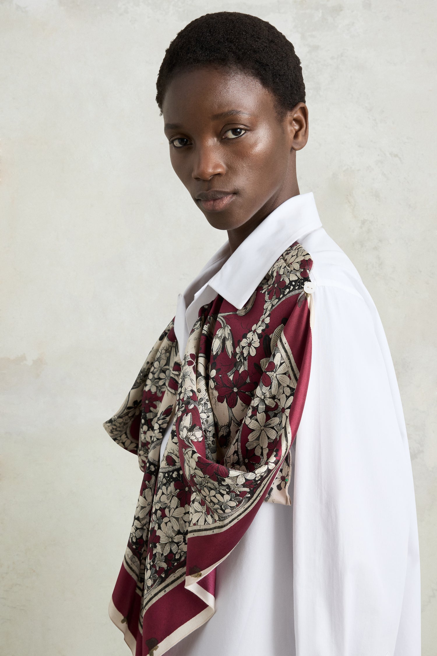 Burgundy Floral Robespierre Shirt