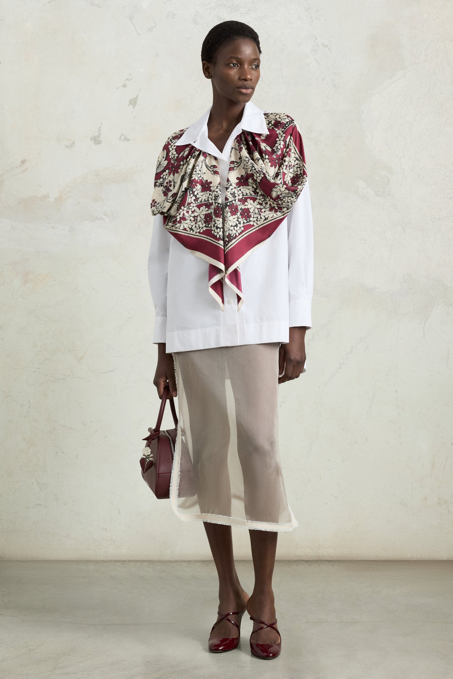 Burgundy Floral Robespierre Shirt