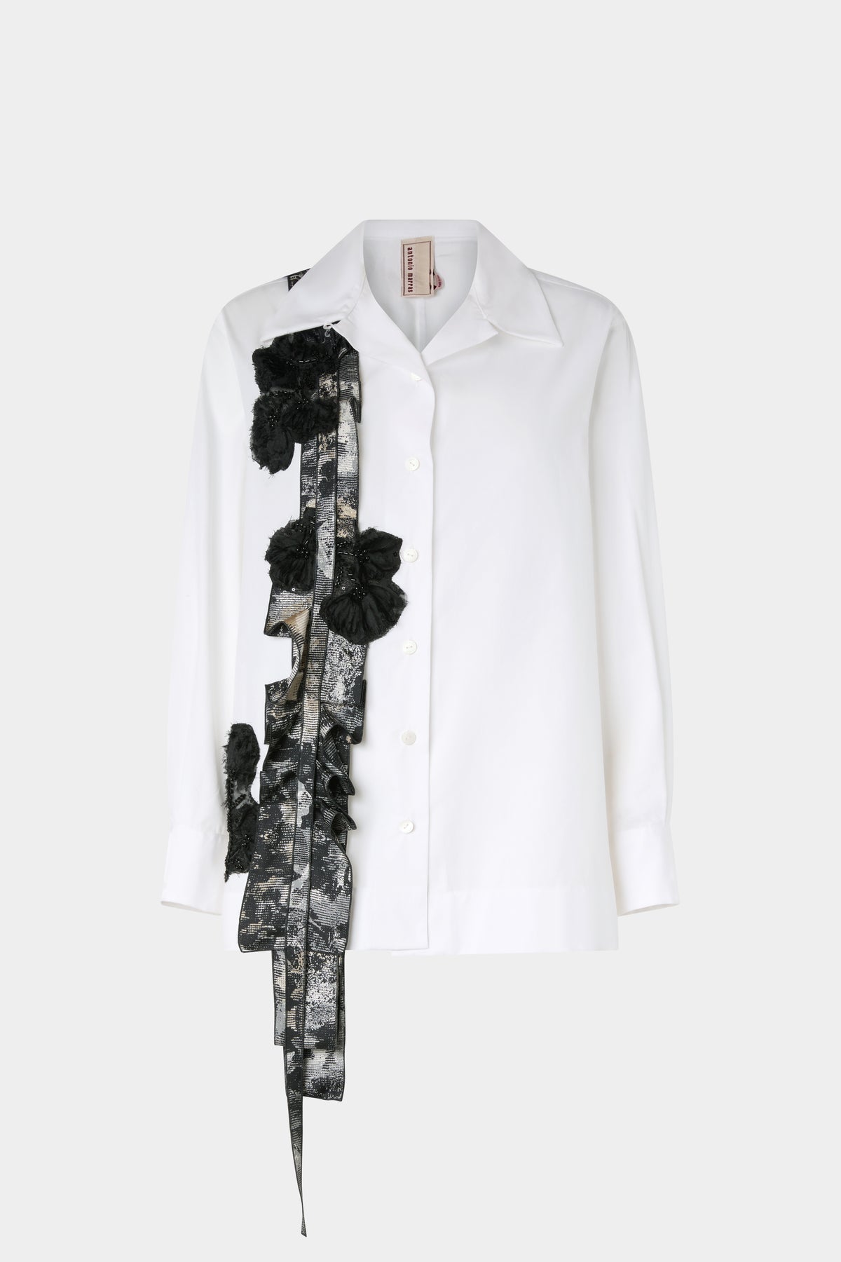 Giacca Robespierre asimmetrica con inserto floreale