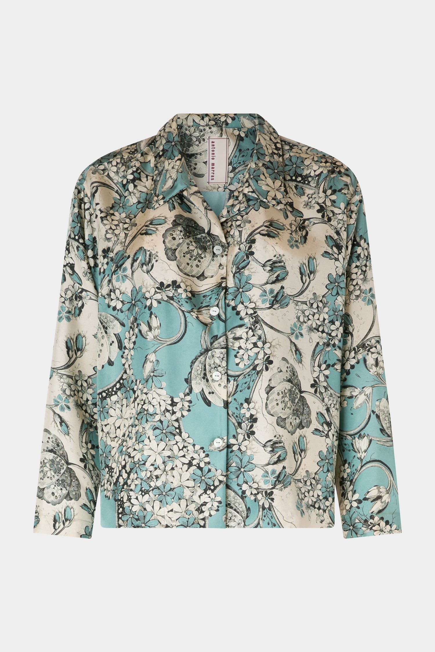 Turquoise Floral Pajama Shirt