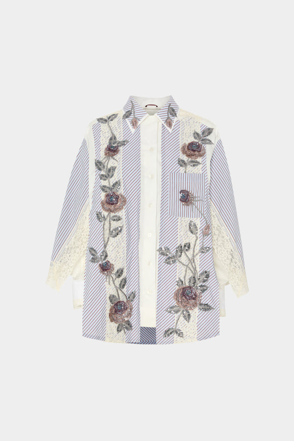 Patchwork Robespierre With Rose Embroidery
