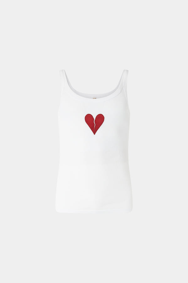 Broken Heart Tank Top White