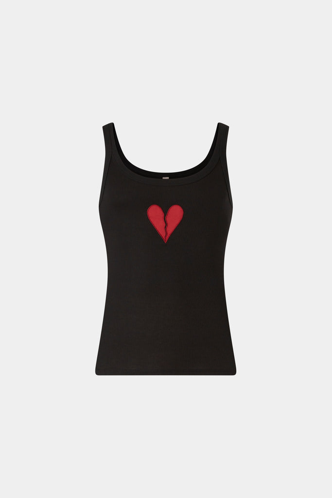 Antonio Marras Heart tank top black ribbed broken heart unisex