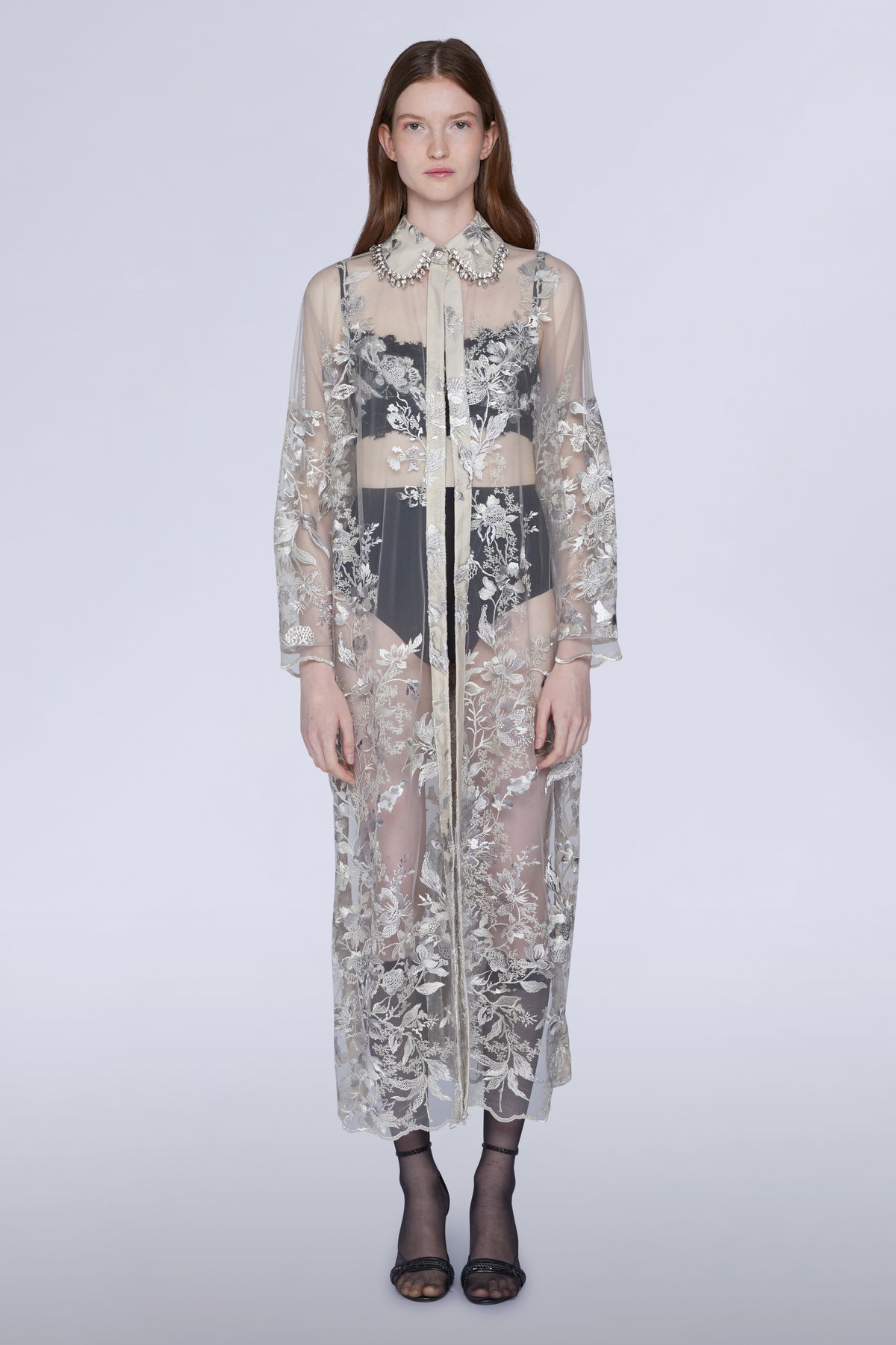 Long-sleeved Lace Midi Dress
