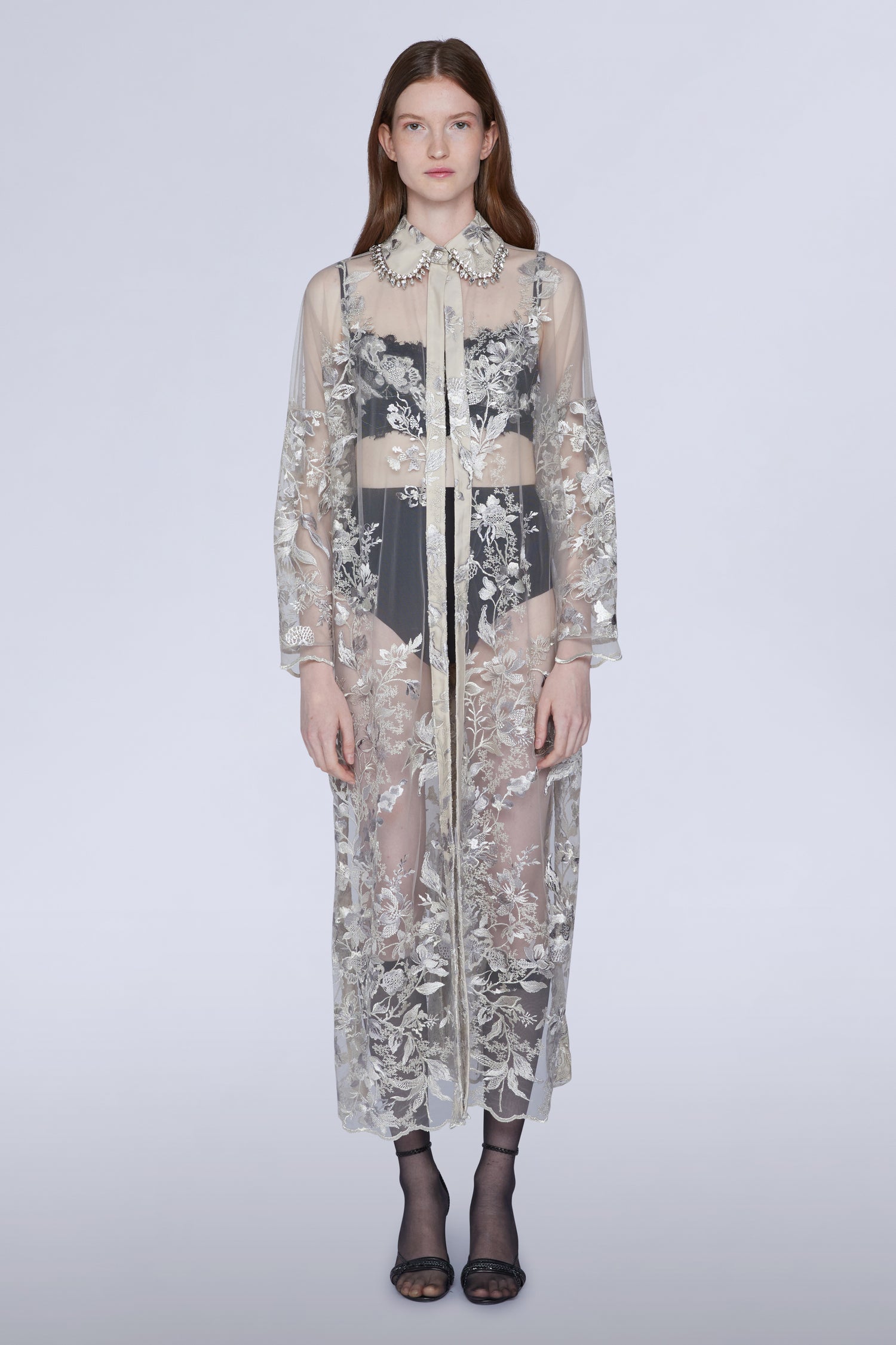 Long-sleeved Lace Midi Dress
