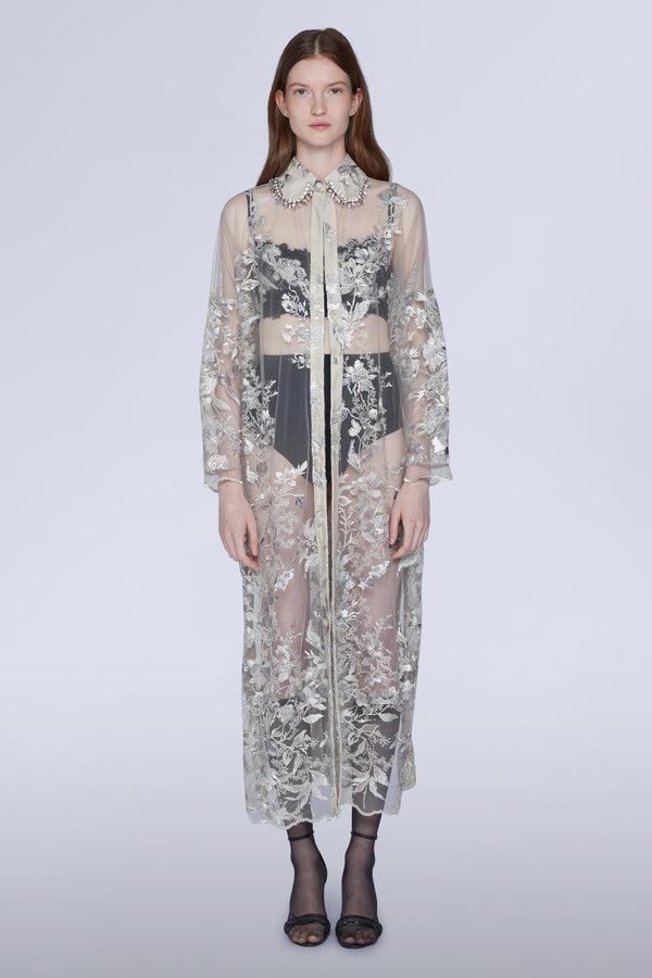 Long-sleeved Lace Midi Dress