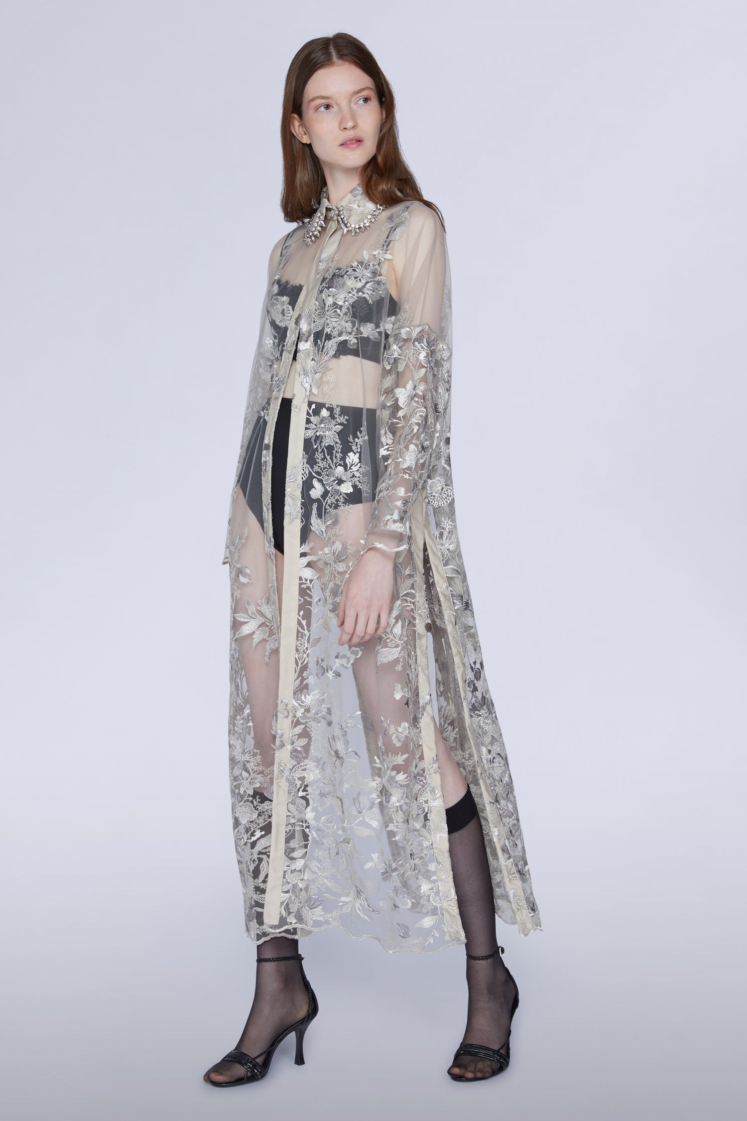 Long-sleeved Lace Midi Dress