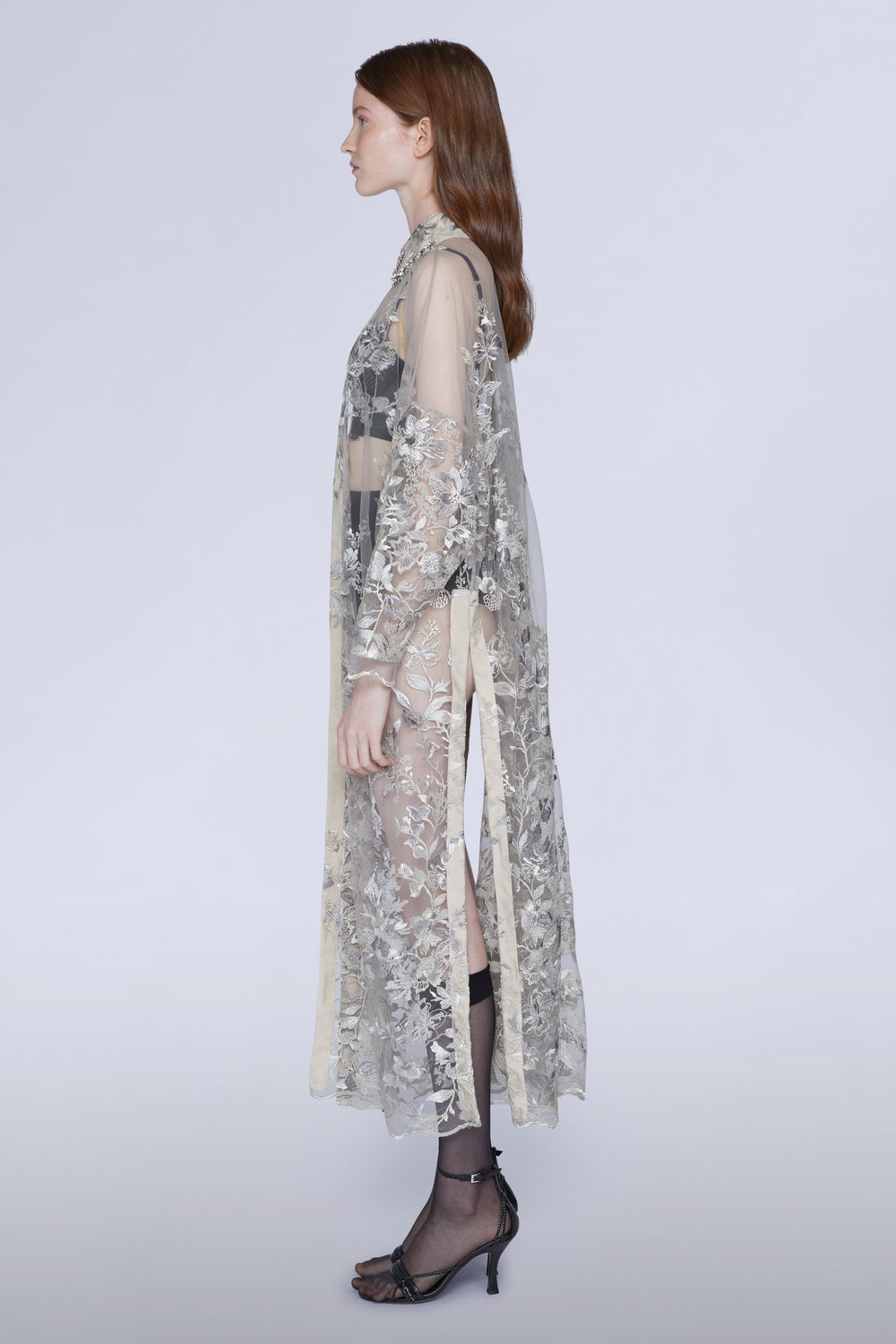 Long-sleeved Lace Midi Dress