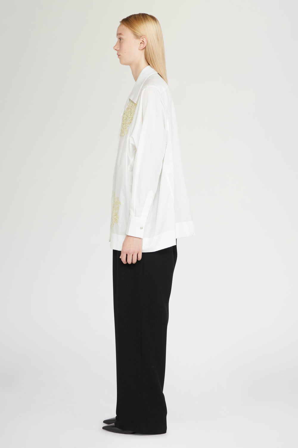 White Cotton Shirt with Beads