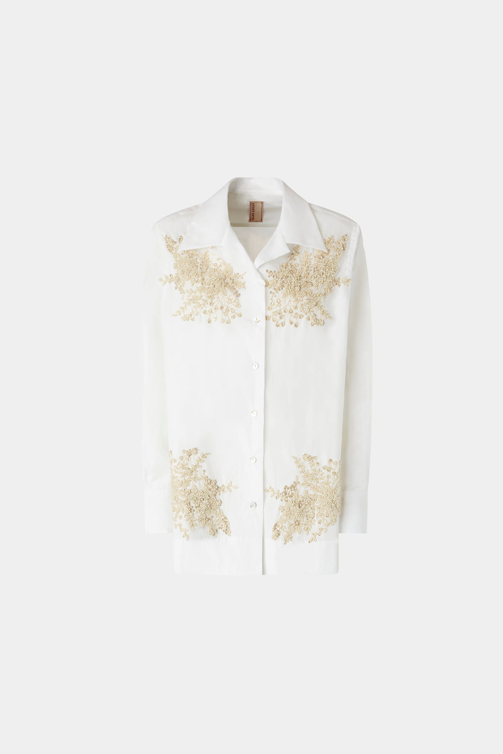 White Cotton Shirt with Beads