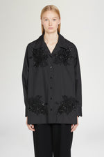 Black Cotton Shirt with Beads