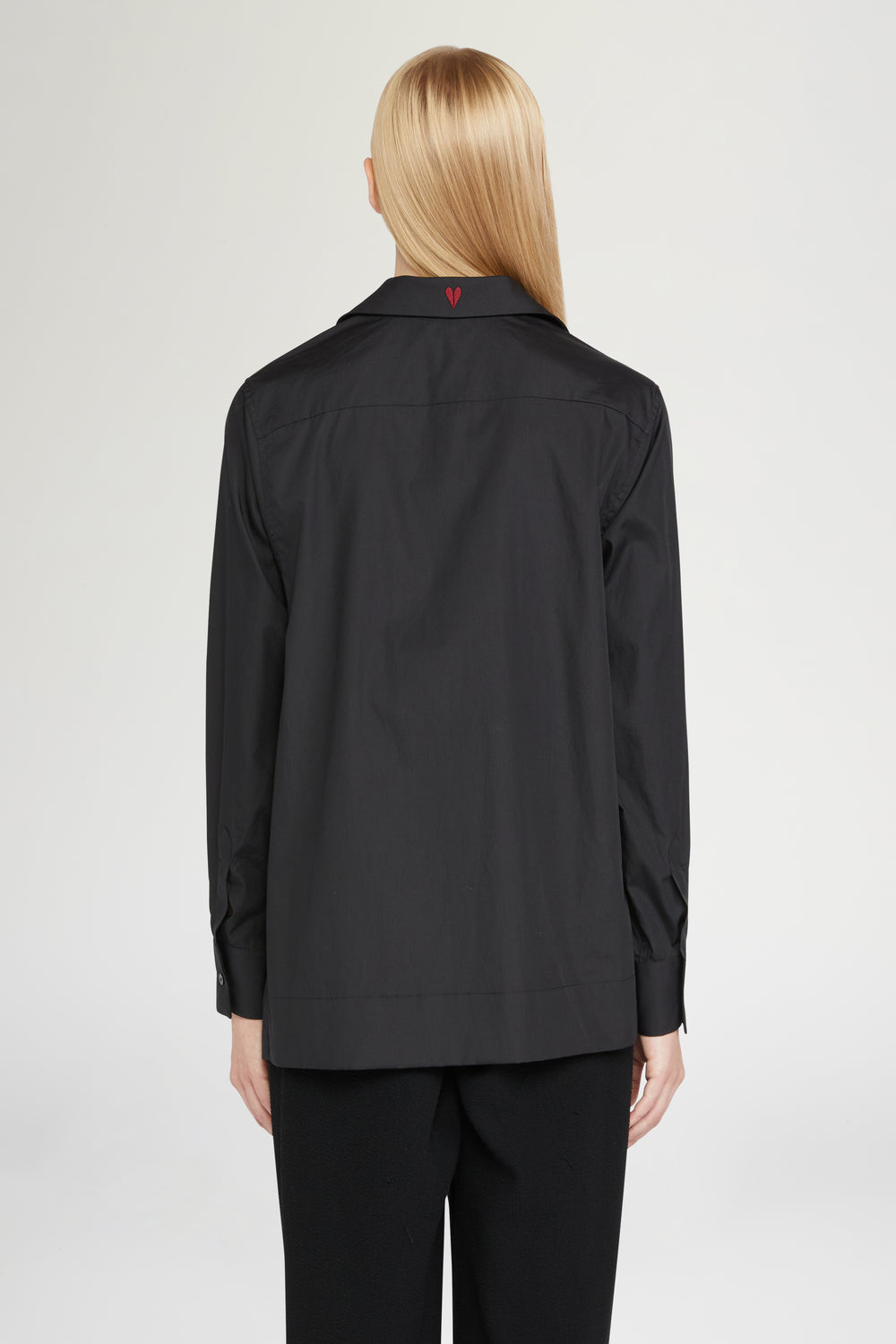 Black Cotton Shirt with Beads