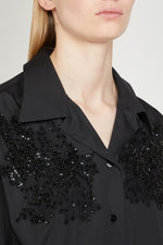 Black Cotton Shirt with Beads