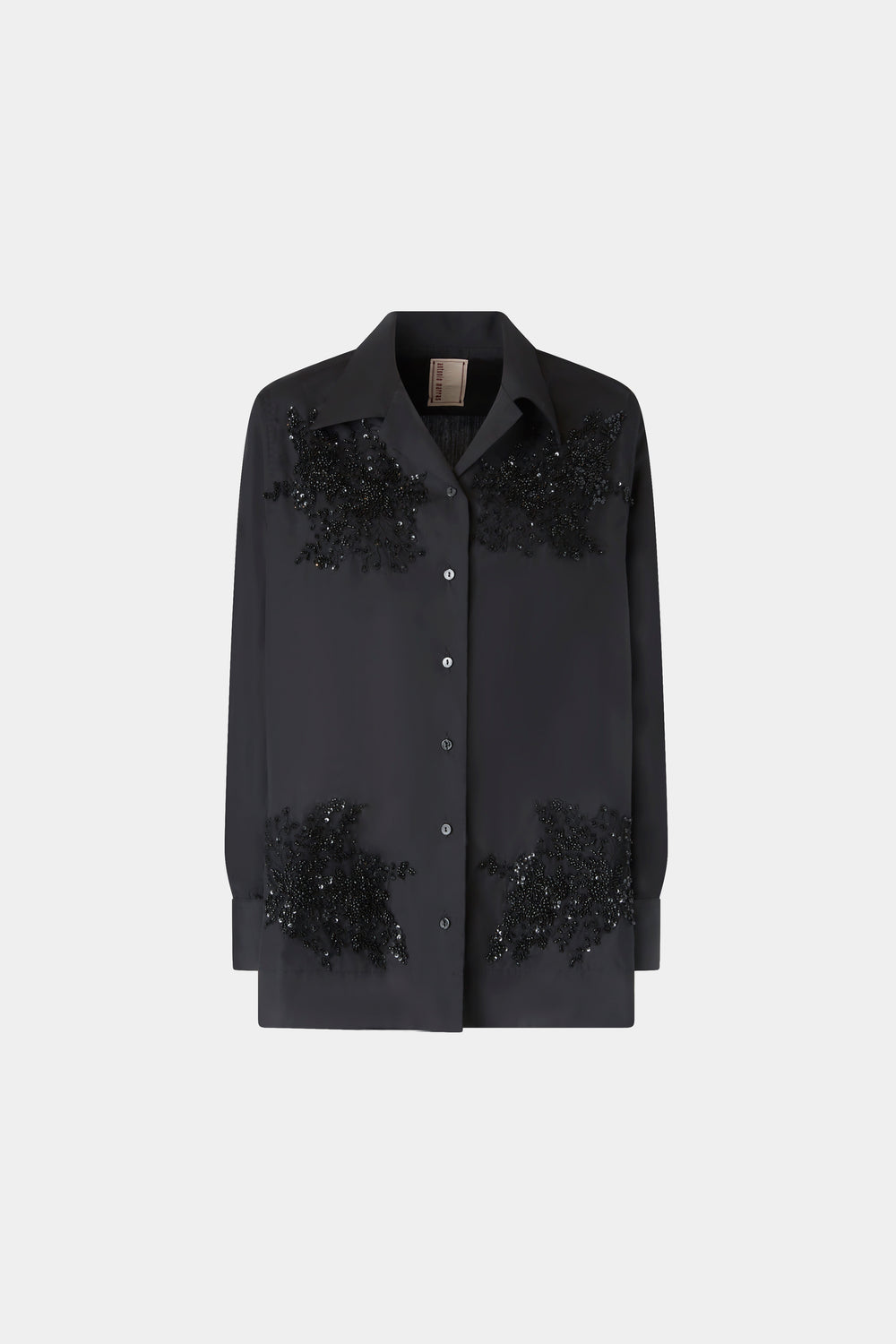 Black Cotton Shirt with Beads
