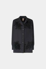 Black Cotton Shirt with Beads