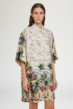 Abito Camicia con Stampa Cartolina