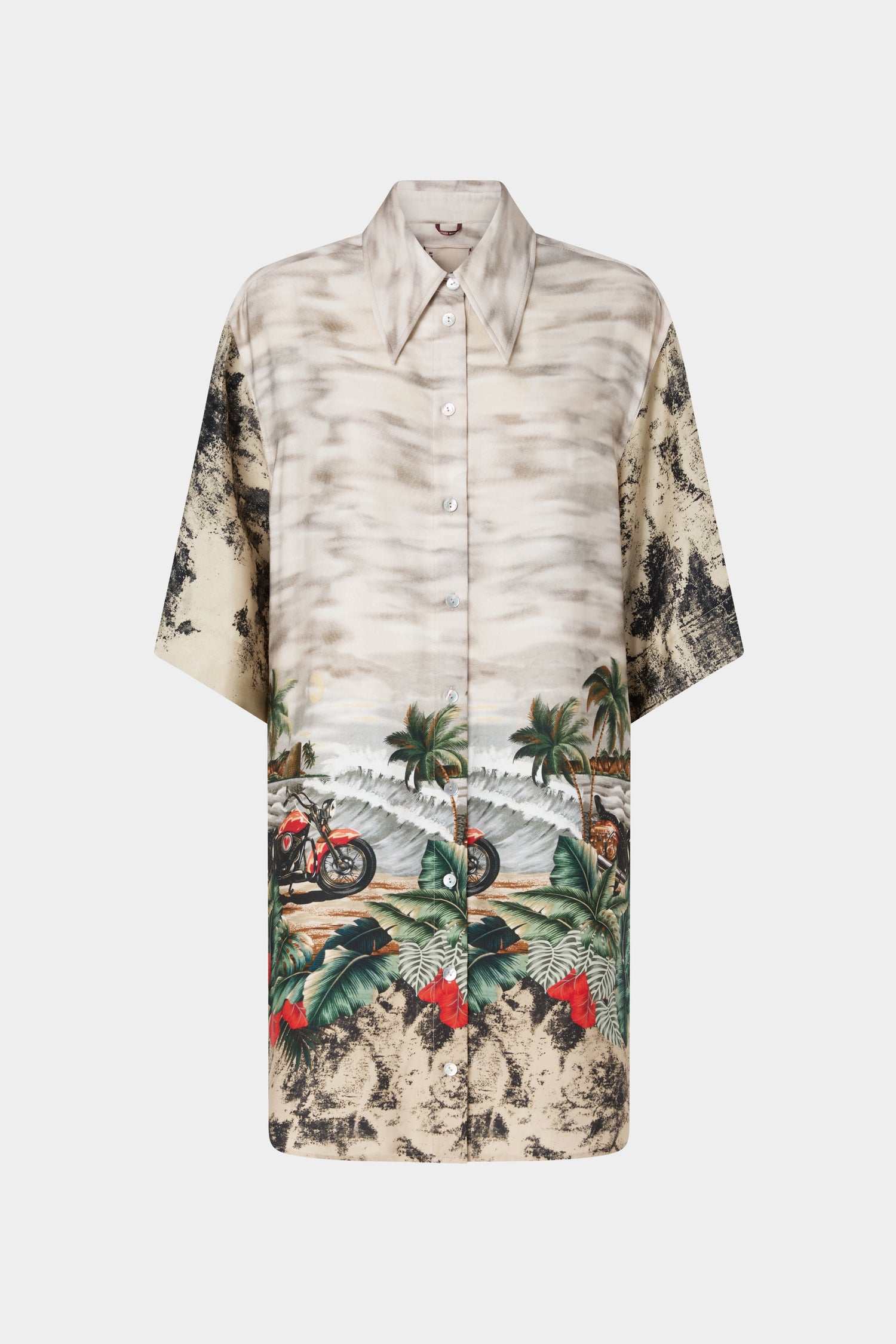 Abito Camicia con Stampa Cartolina