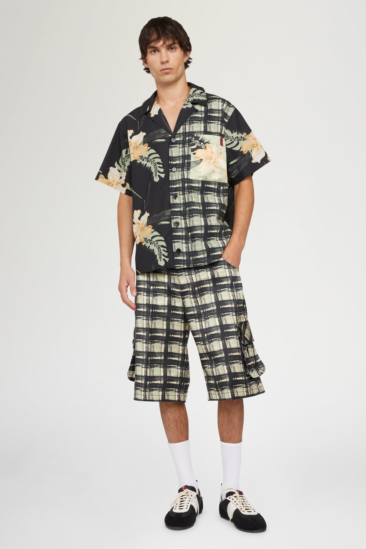 Shirt with Floral & Check print