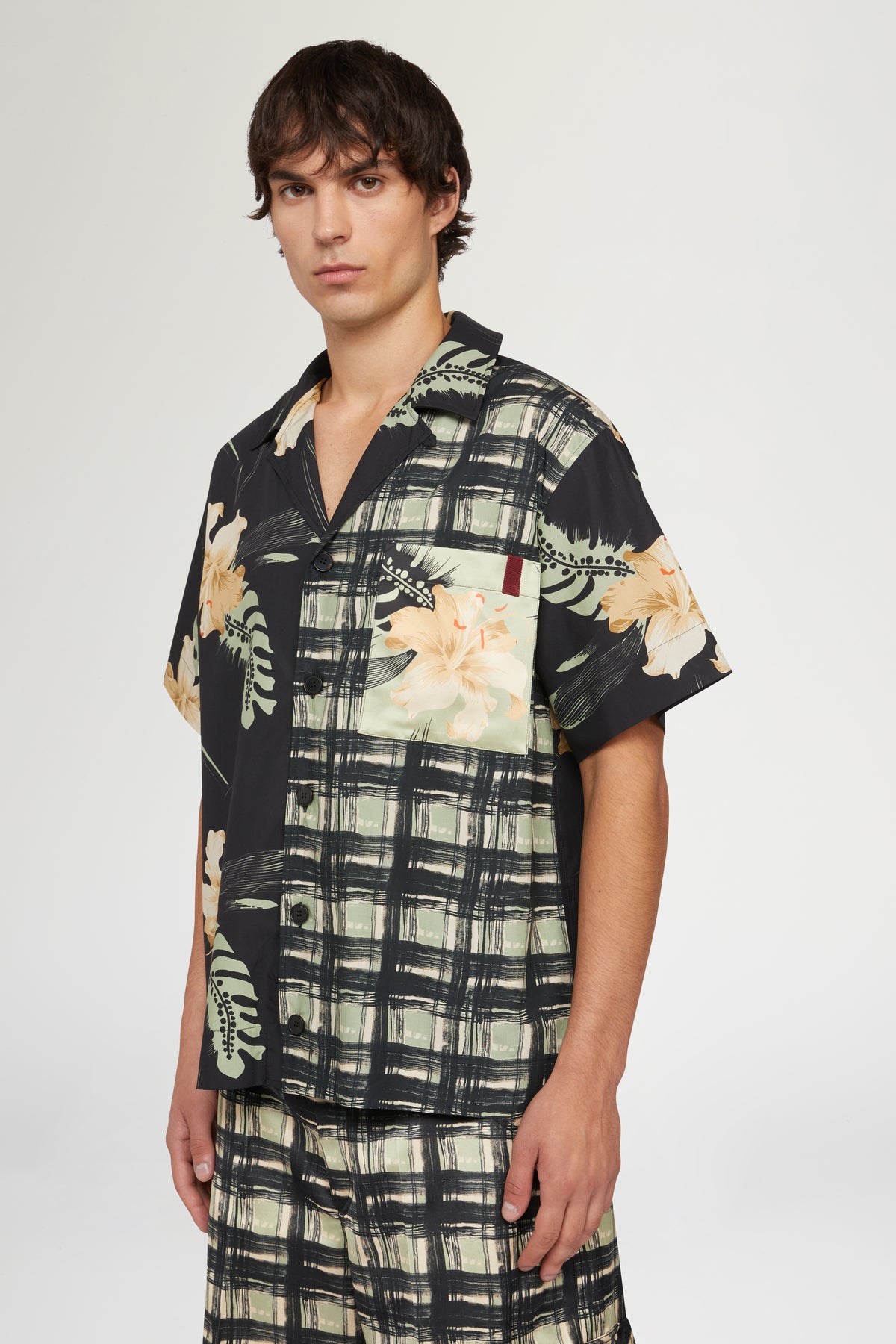 Shirt with Floral & Check print