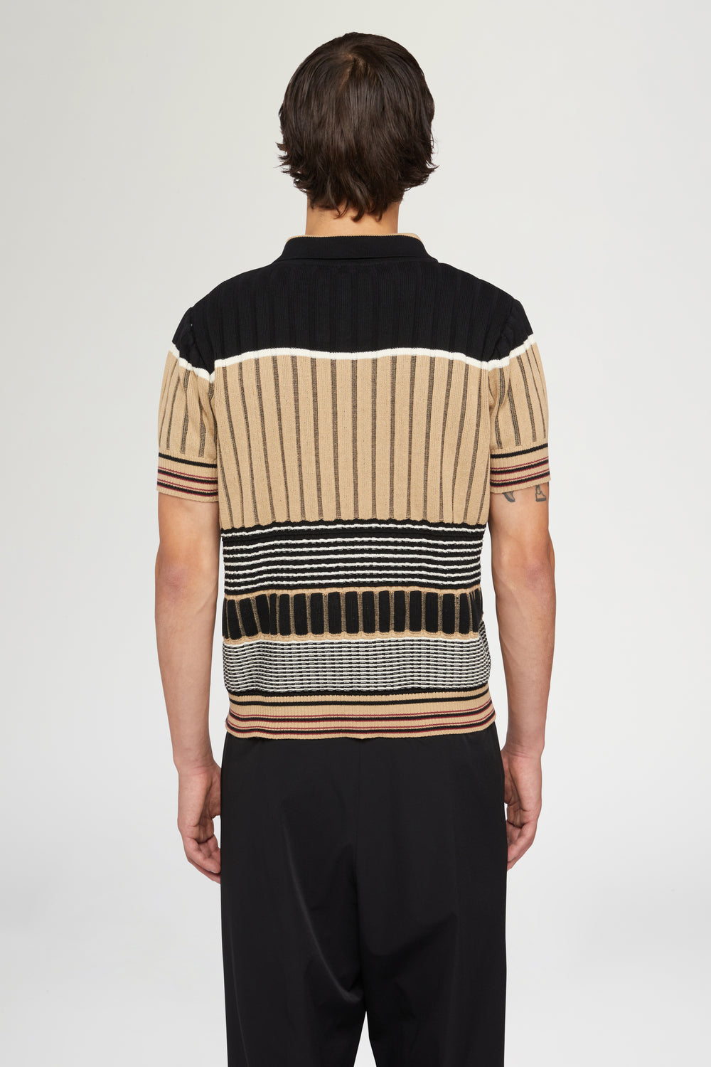 Beige & Black Knit Polo