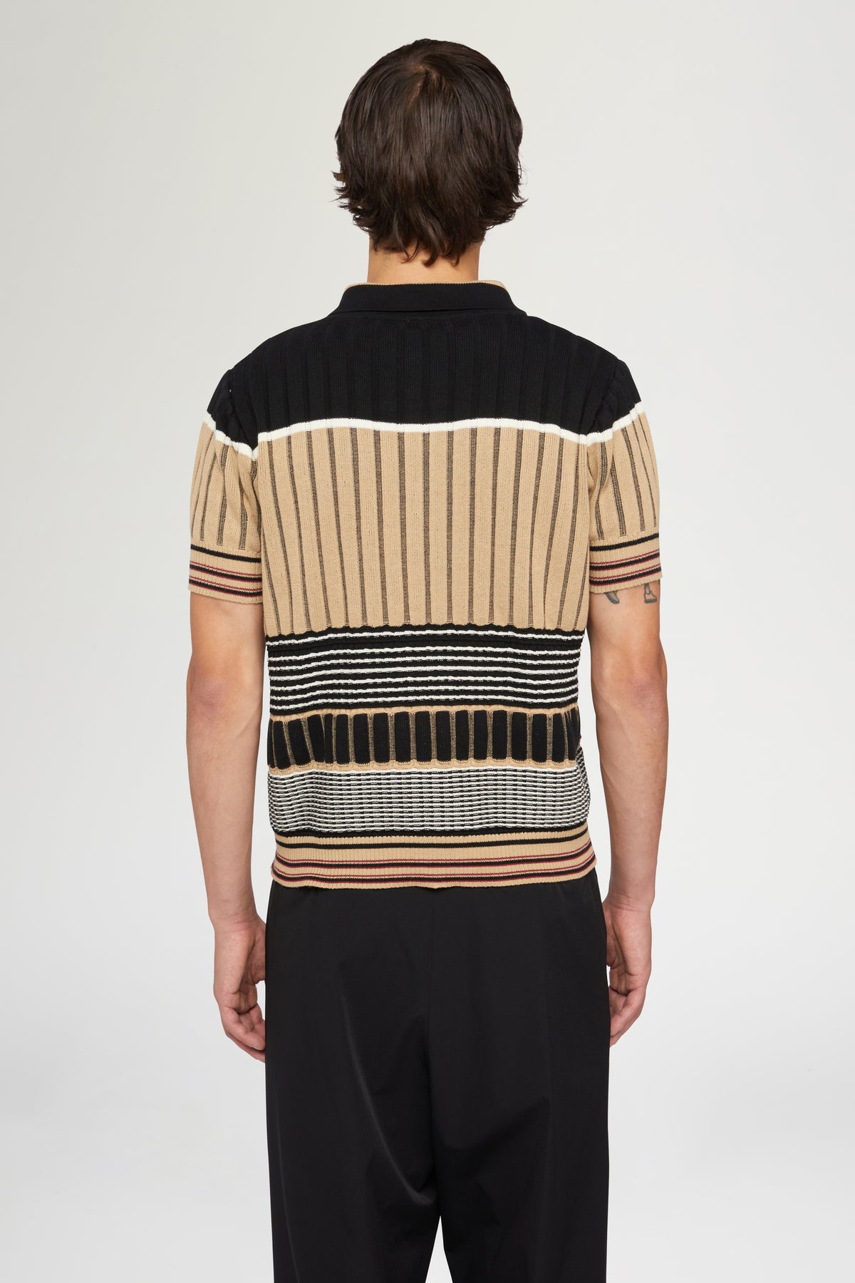 Beige & Black Knit Polo