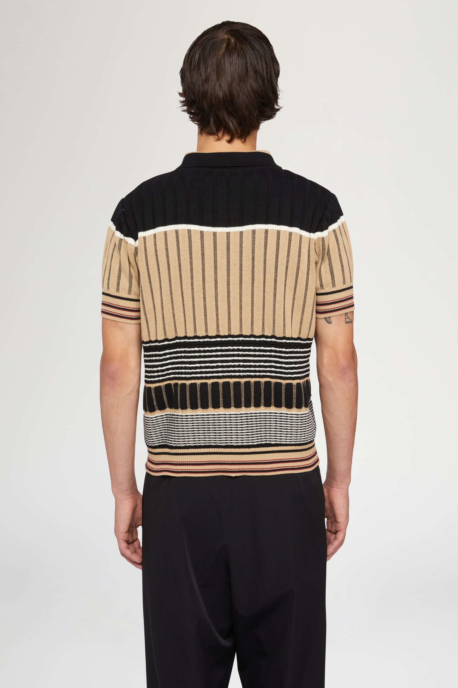Beige & Black Knit Polo