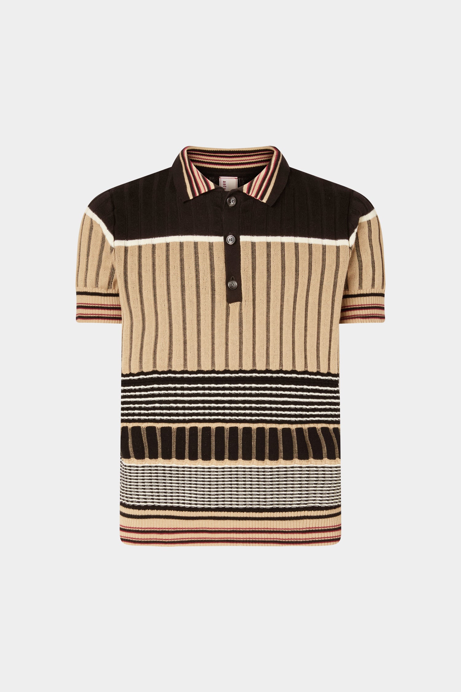 Beige & Black Knit Polo