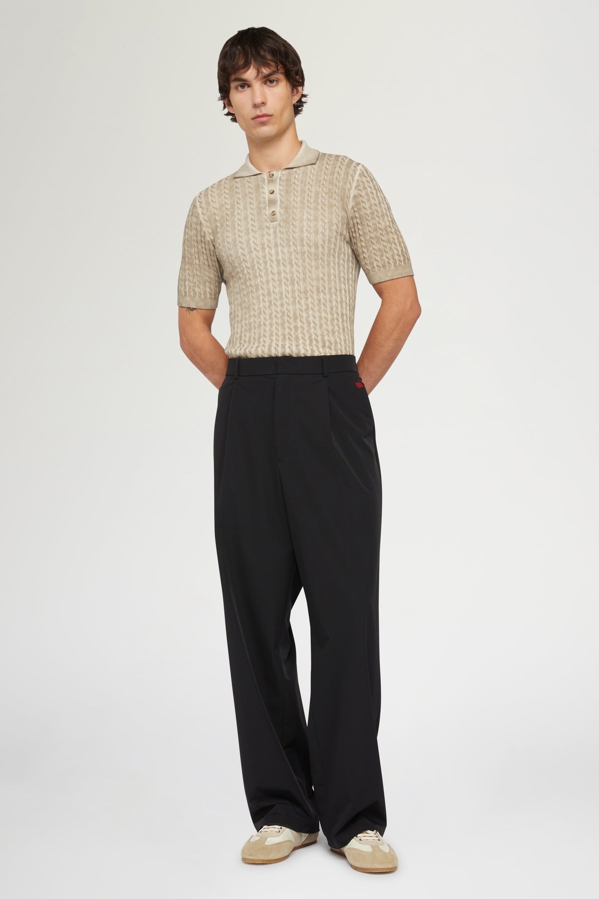 Beige Knit Polo