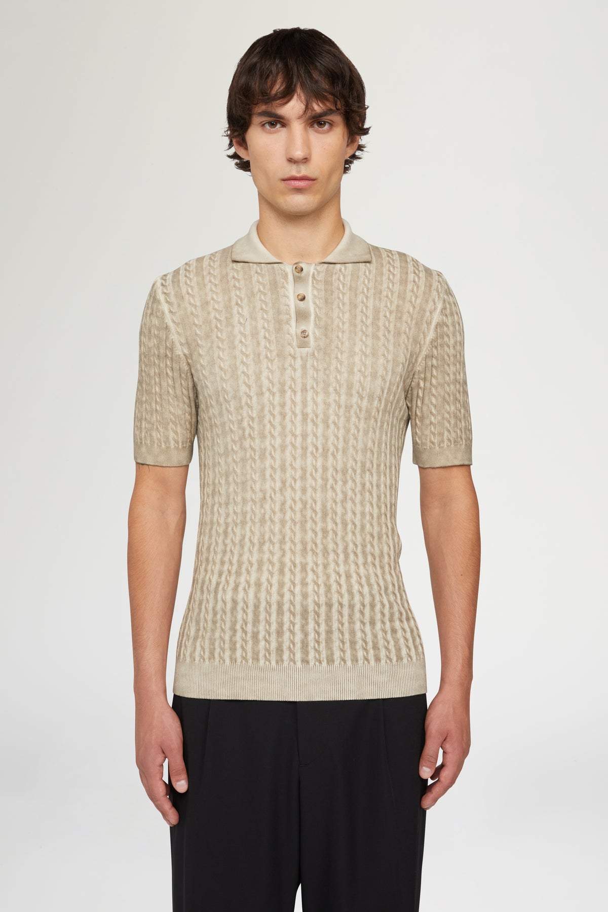 Beige Knit Polo