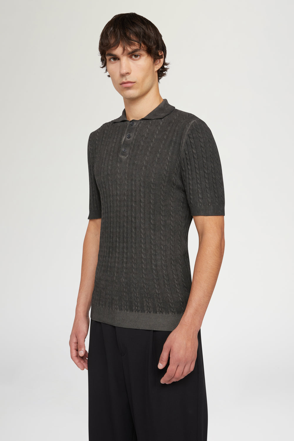 Dark Grey Knit Polo