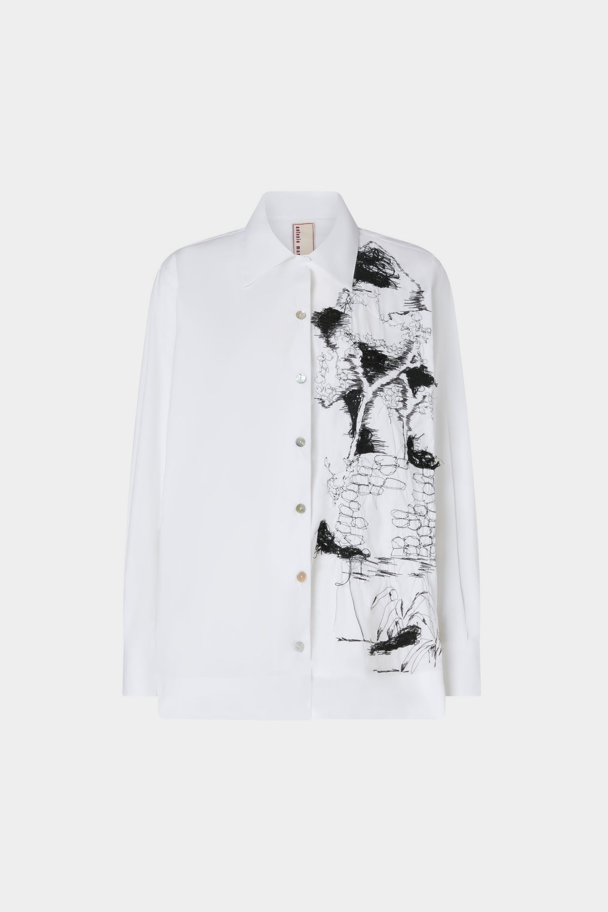 White Shirt Black Embroideries