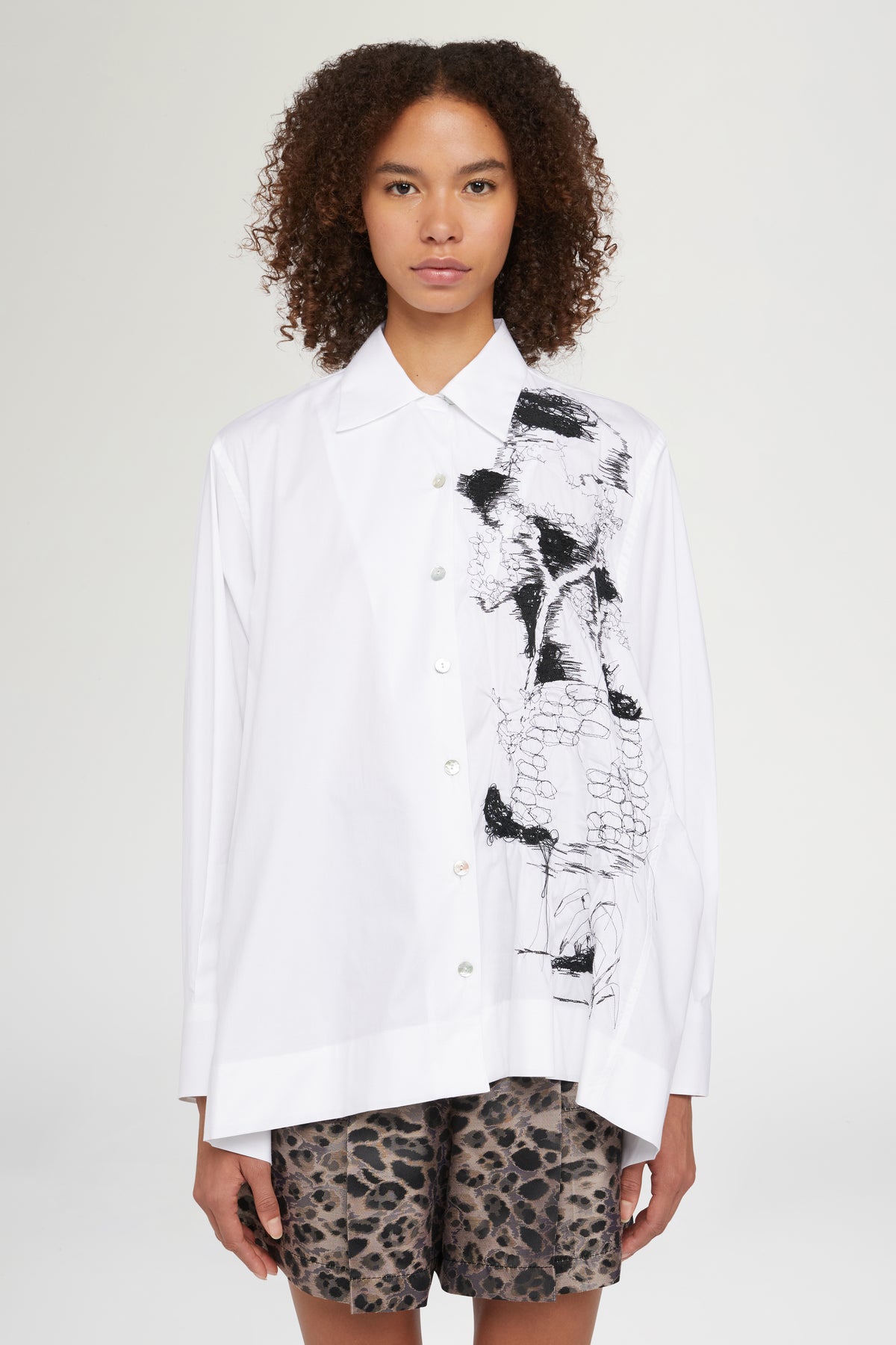 White Shirt Black Embroideries
