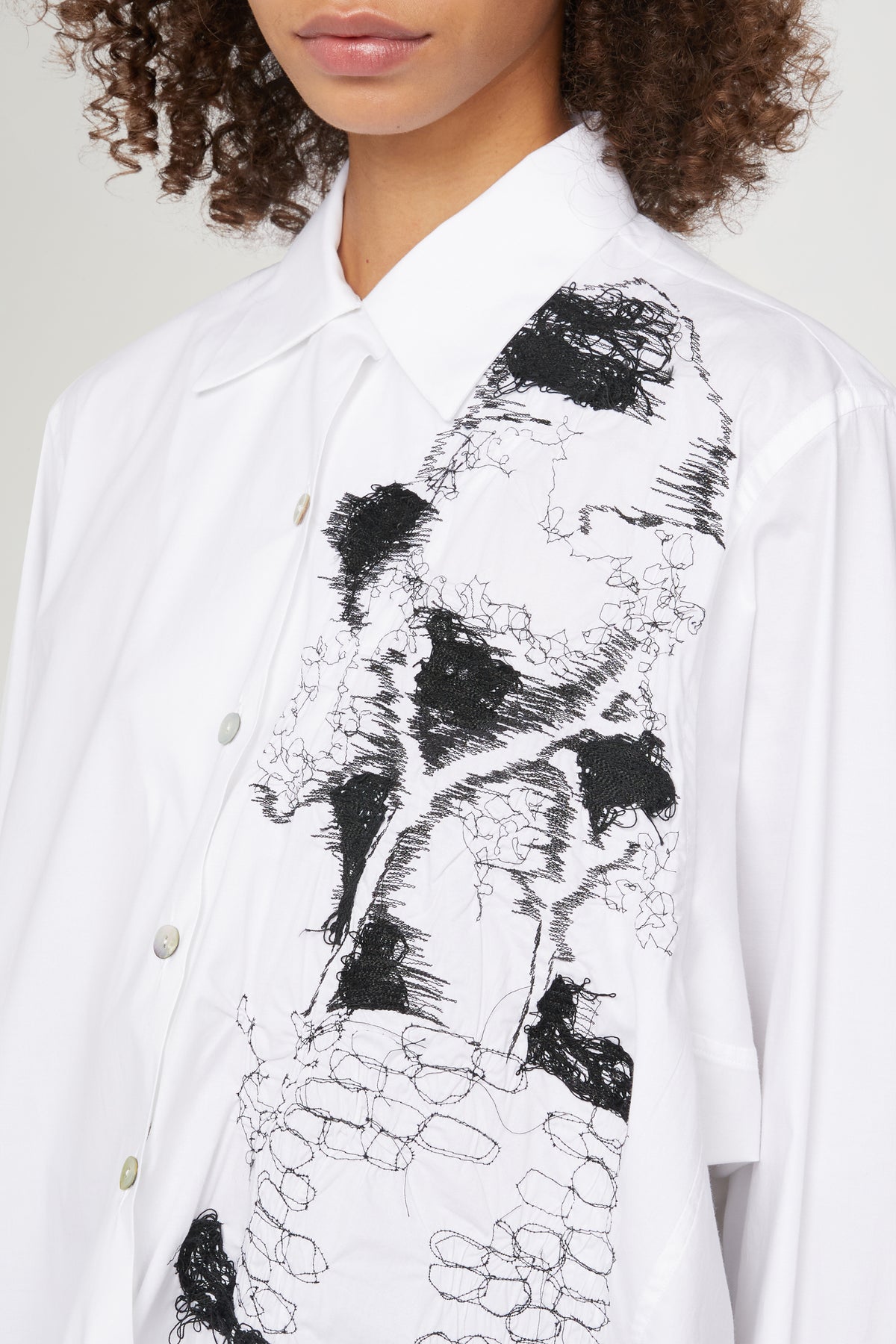 White Shirt Black Embroideries