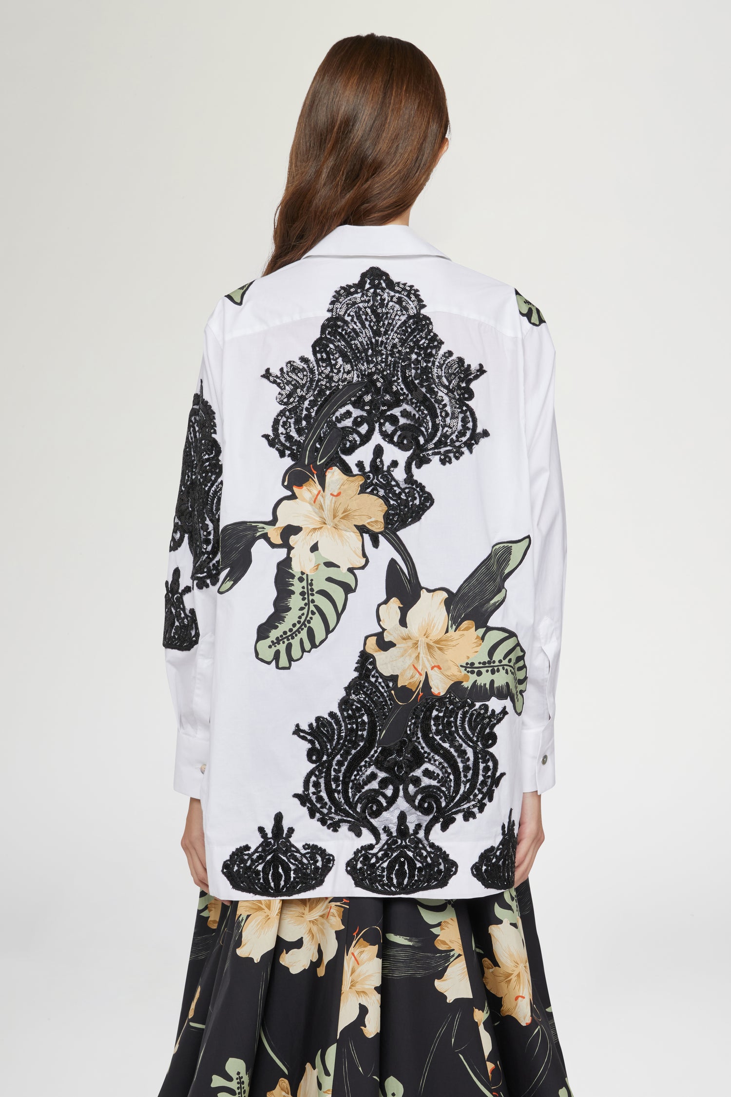 Camicia Bianca Ibiscus Patchworks