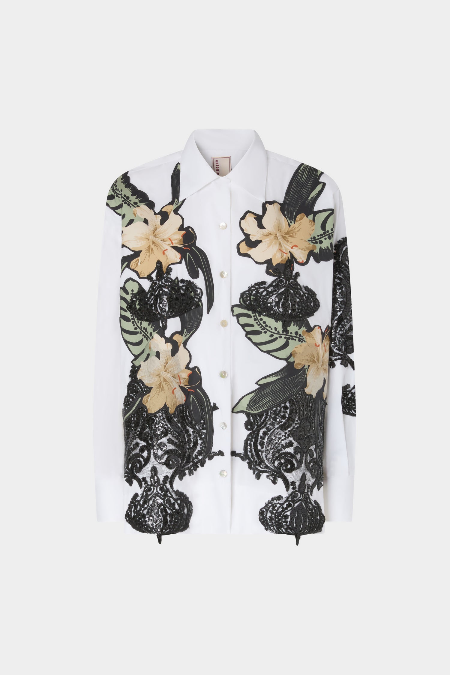 Camicia Bianca Ibiscus Patchworks