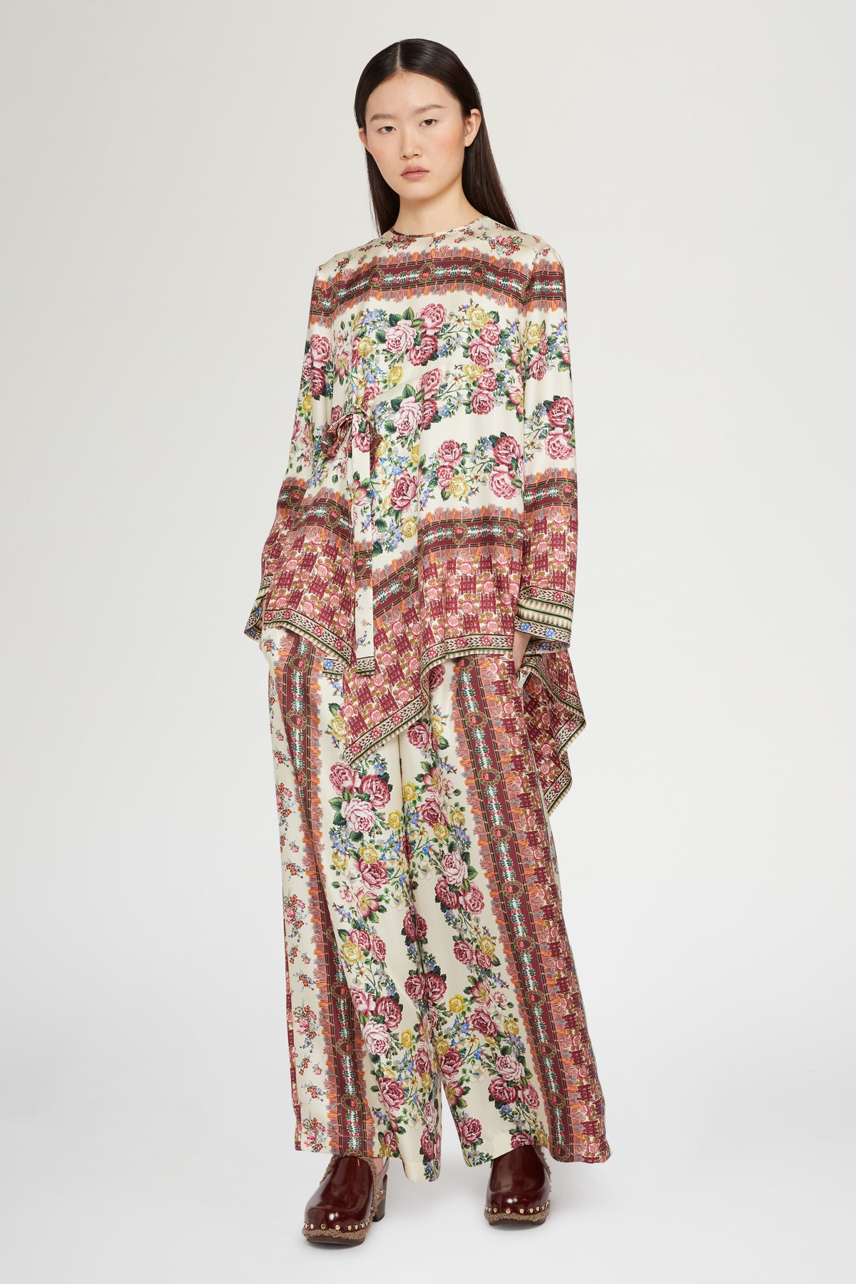 Asymmetric Silk Blouse Folk Ballad