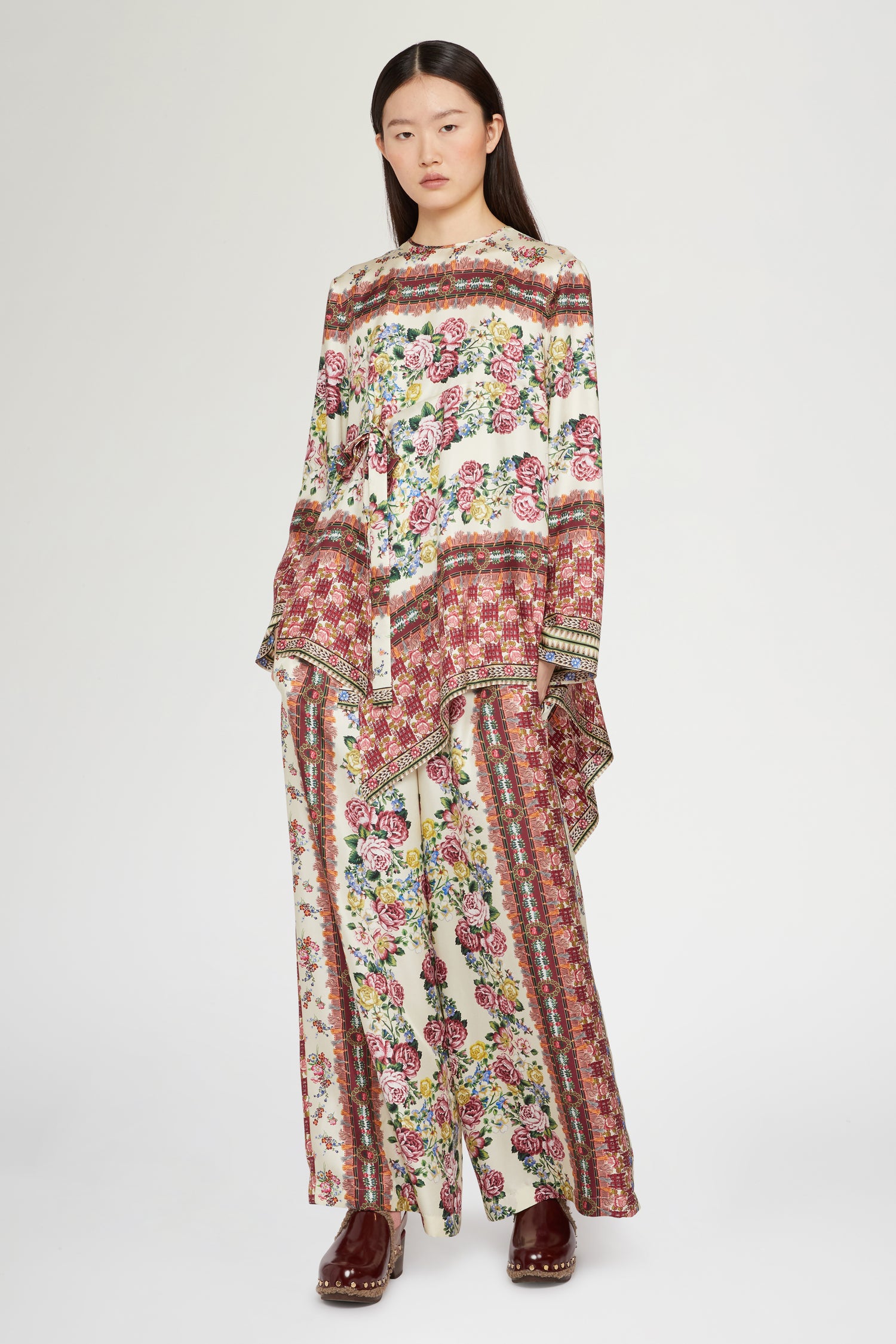 Asymmetric Silk Blouse Folk Ballad