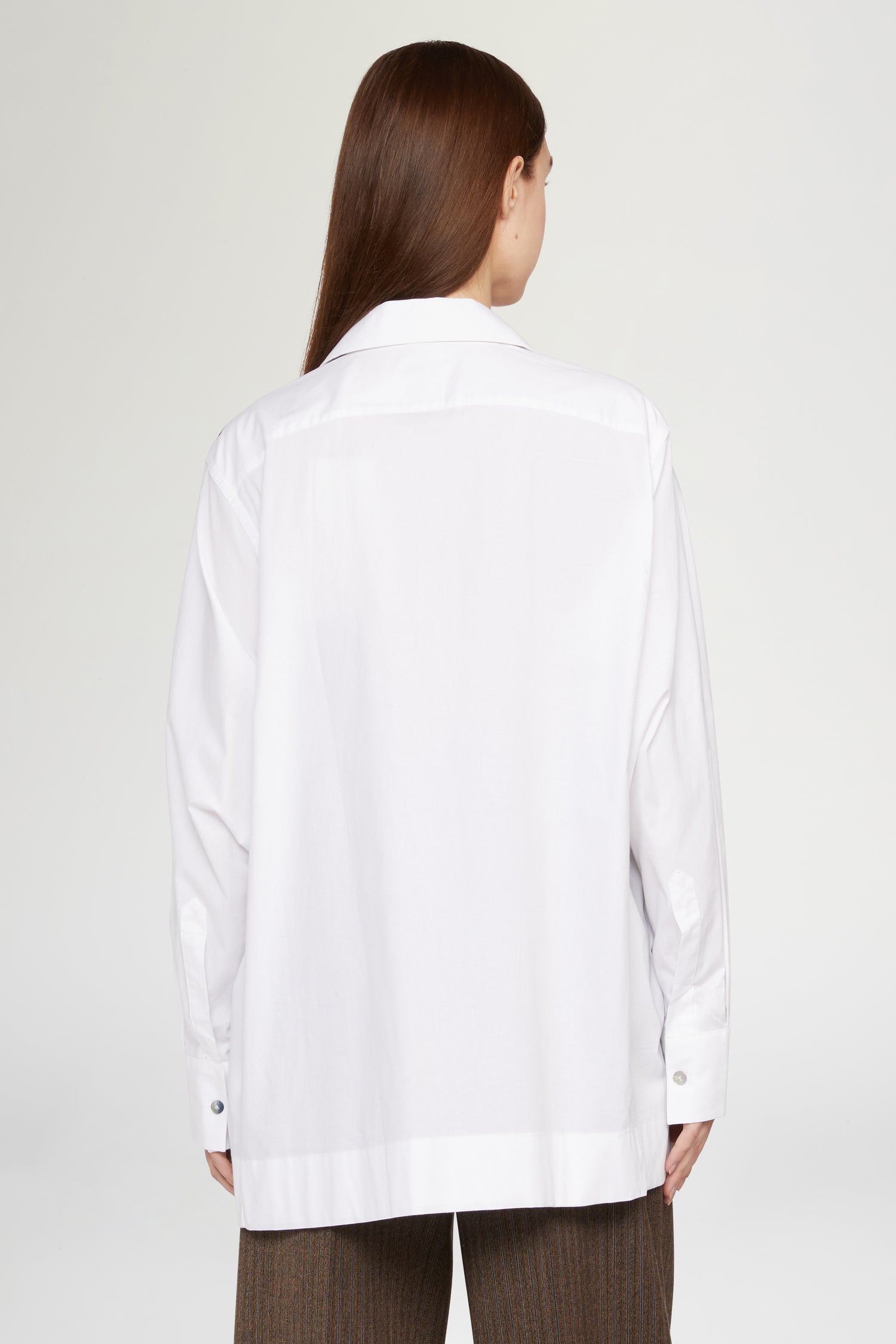 White Cotton Shirt with Sequinned Embroidery