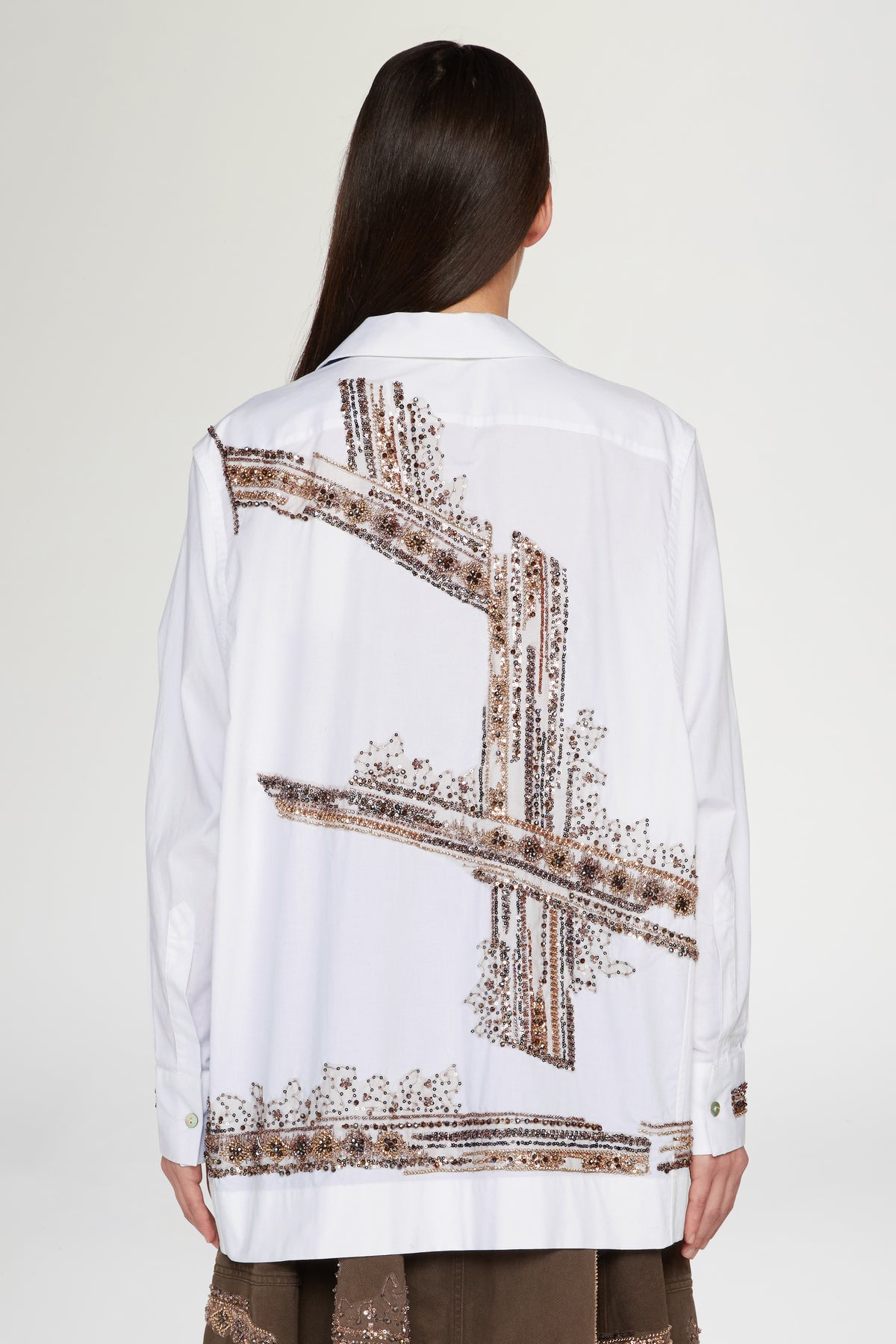 White Cotton Shirt with Sequins