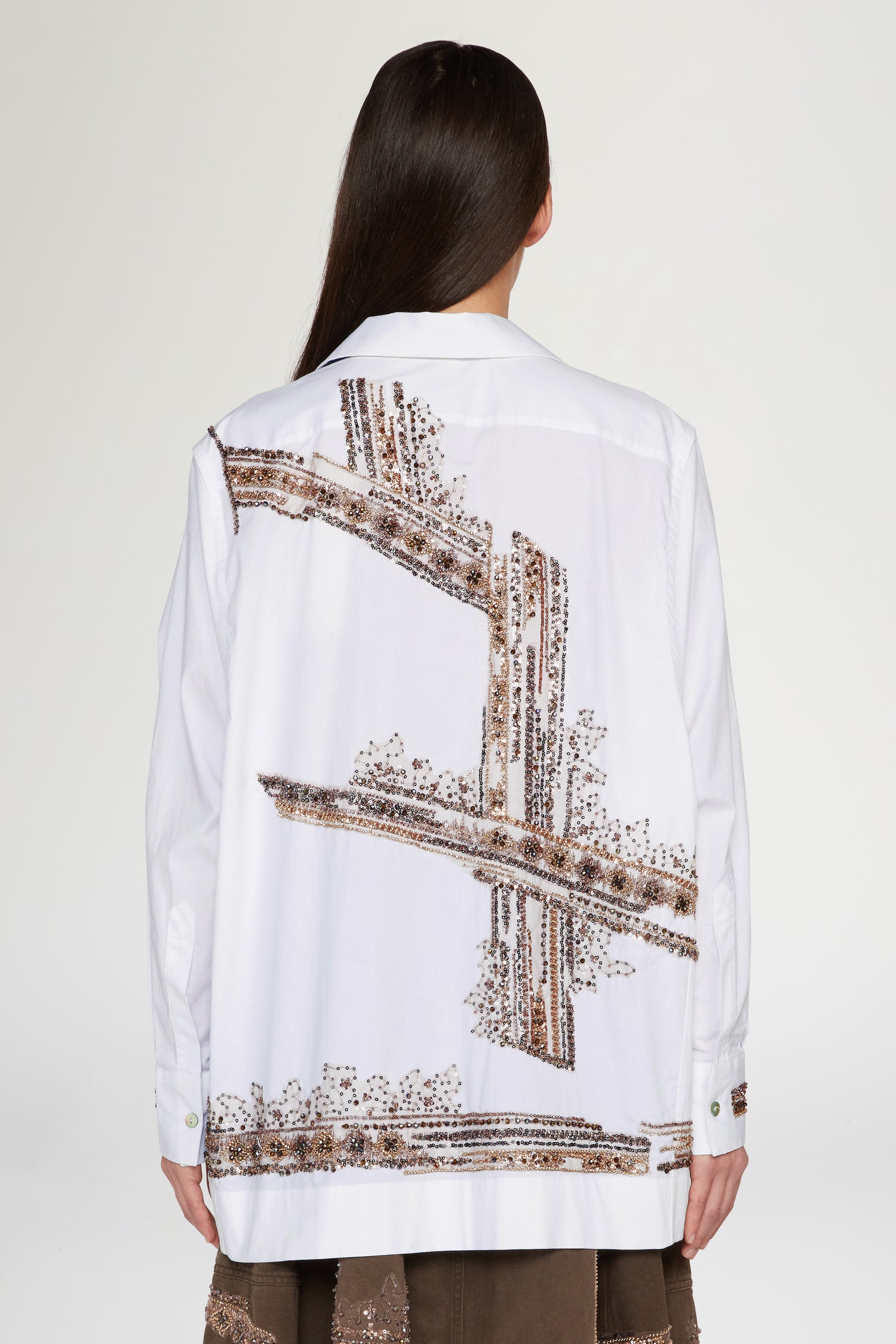 Camicia Bianca in Cotone con Paillettes