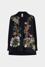 Camicia Nera in Cotone con Ricamo Floreale