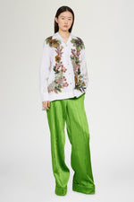Camicia Bianca in cotone con Ricamo Floreale
