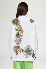 Camicia Bianca in cotone con Ricamo Floreale